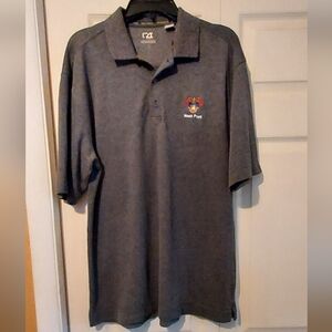 Cutter & Buck Golf Polo Shirt Mens L Gray Pique Embroidered West Point Logo